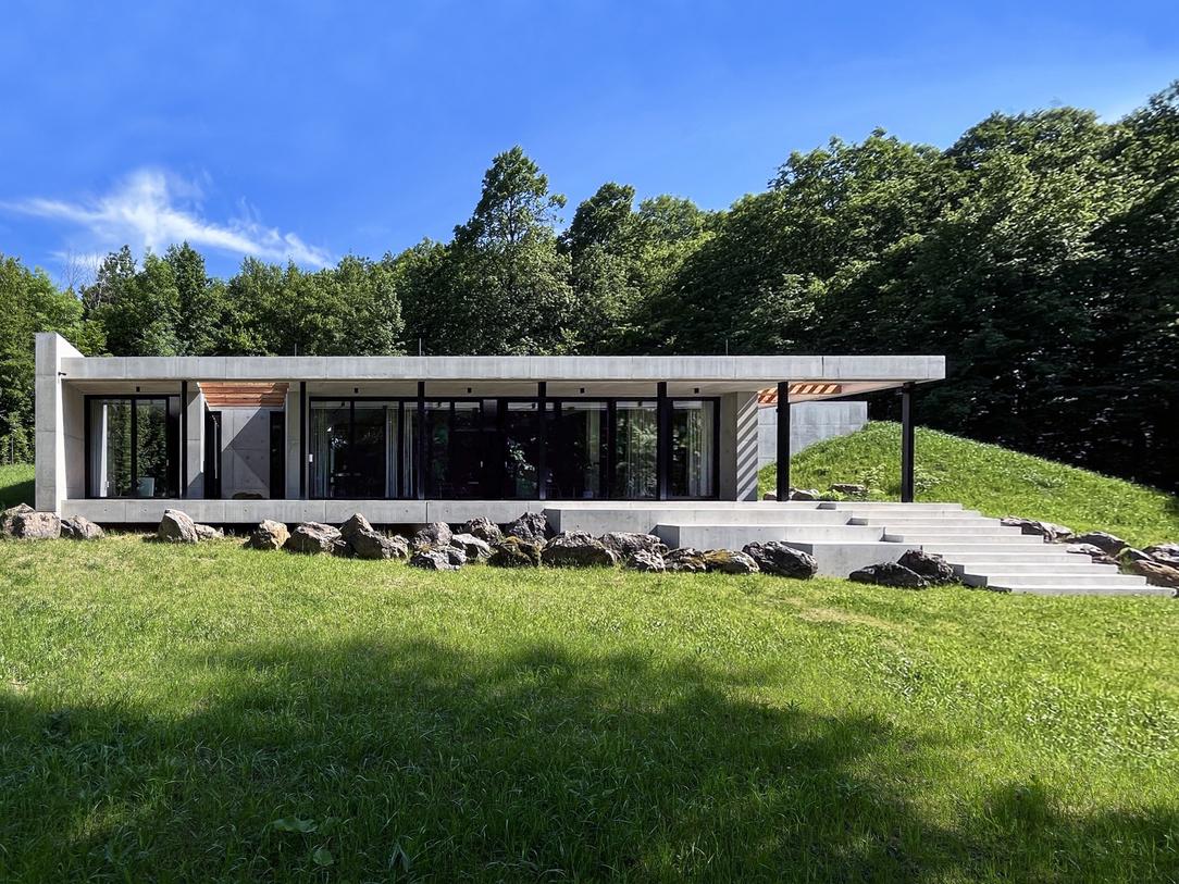 Concrete house near the forest